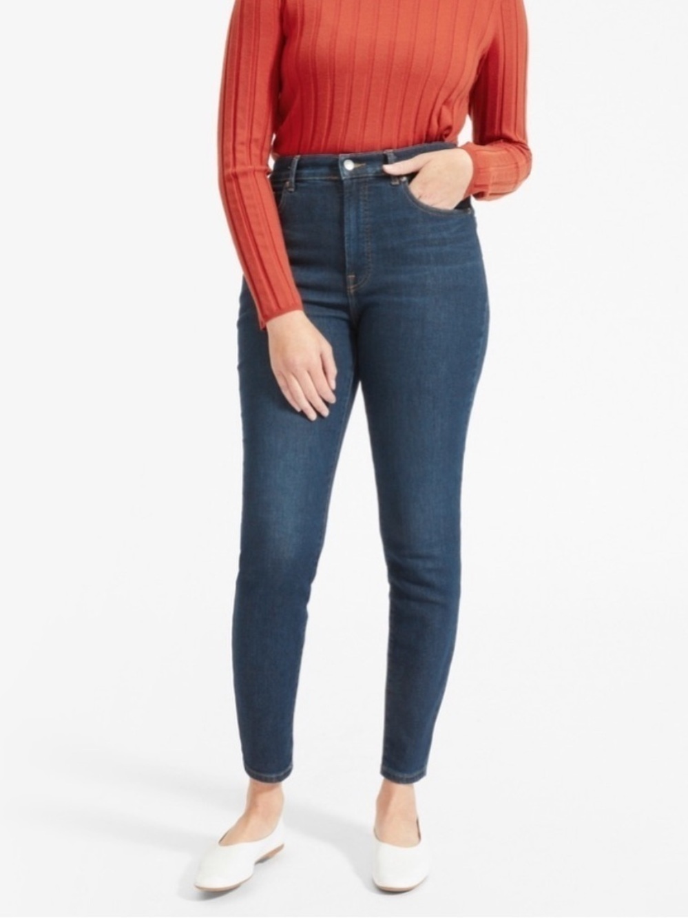 EVERLANE The High Rise Skinny Dark Wash Denim Stretch Jean Tall Inseam